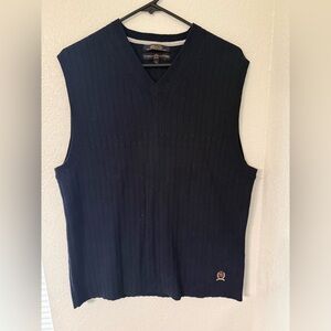 Tommy Hilfiger Men's Sleeveless Vintage Sweater Vest Navy Blue Large